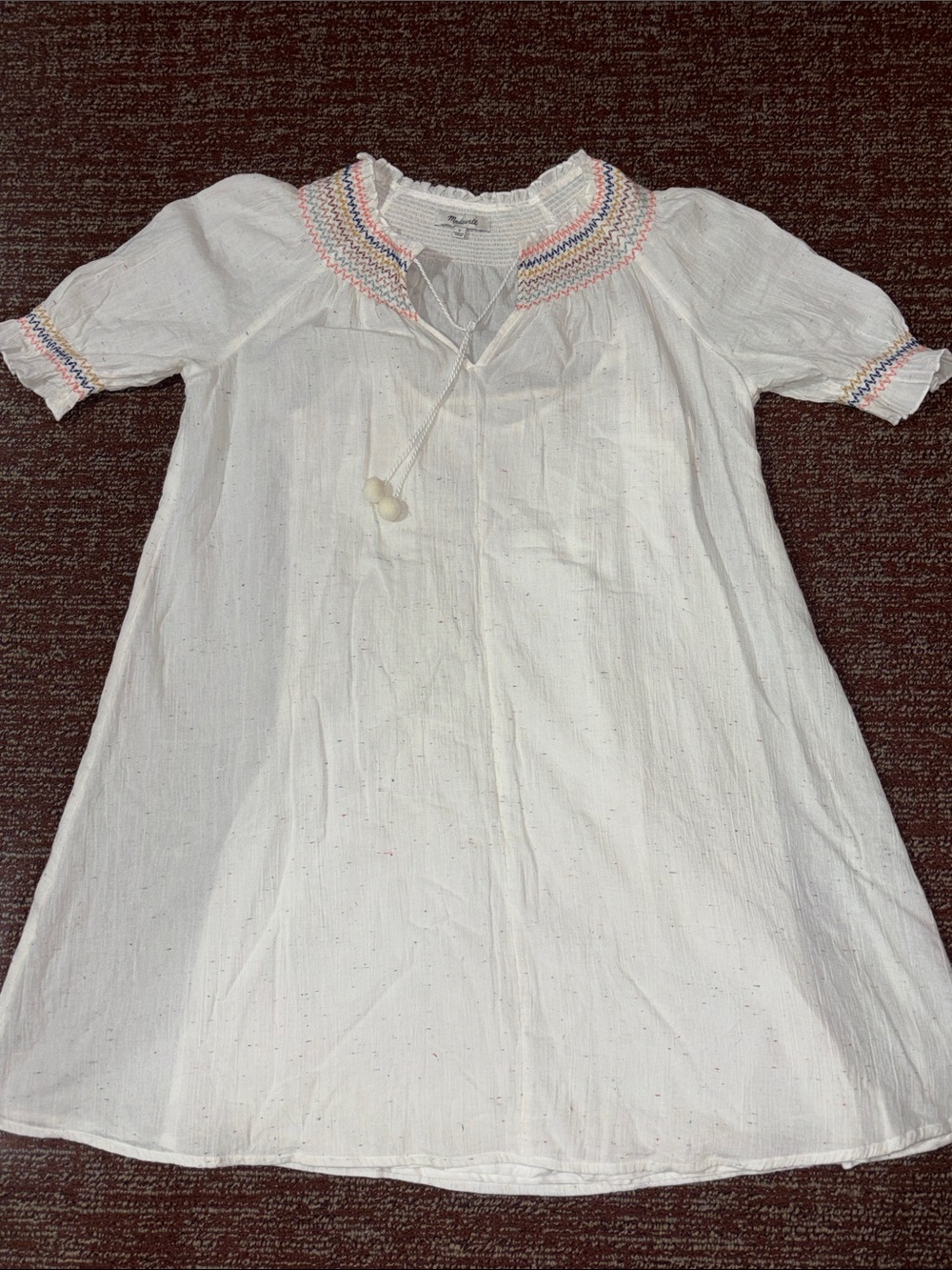 Madewell confetti mini‎ dress flowy shift style smocked collar colorful dress S - Picture 2 of 14